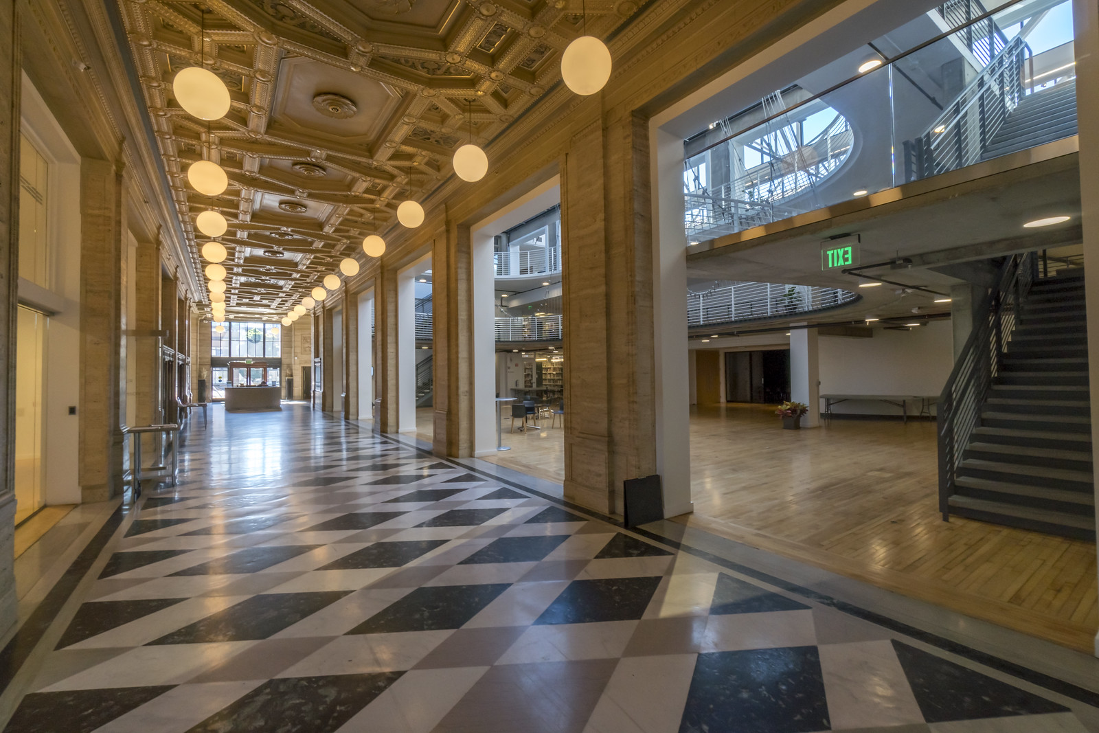 PNCA 511 Building, marble-floored gallery corridor